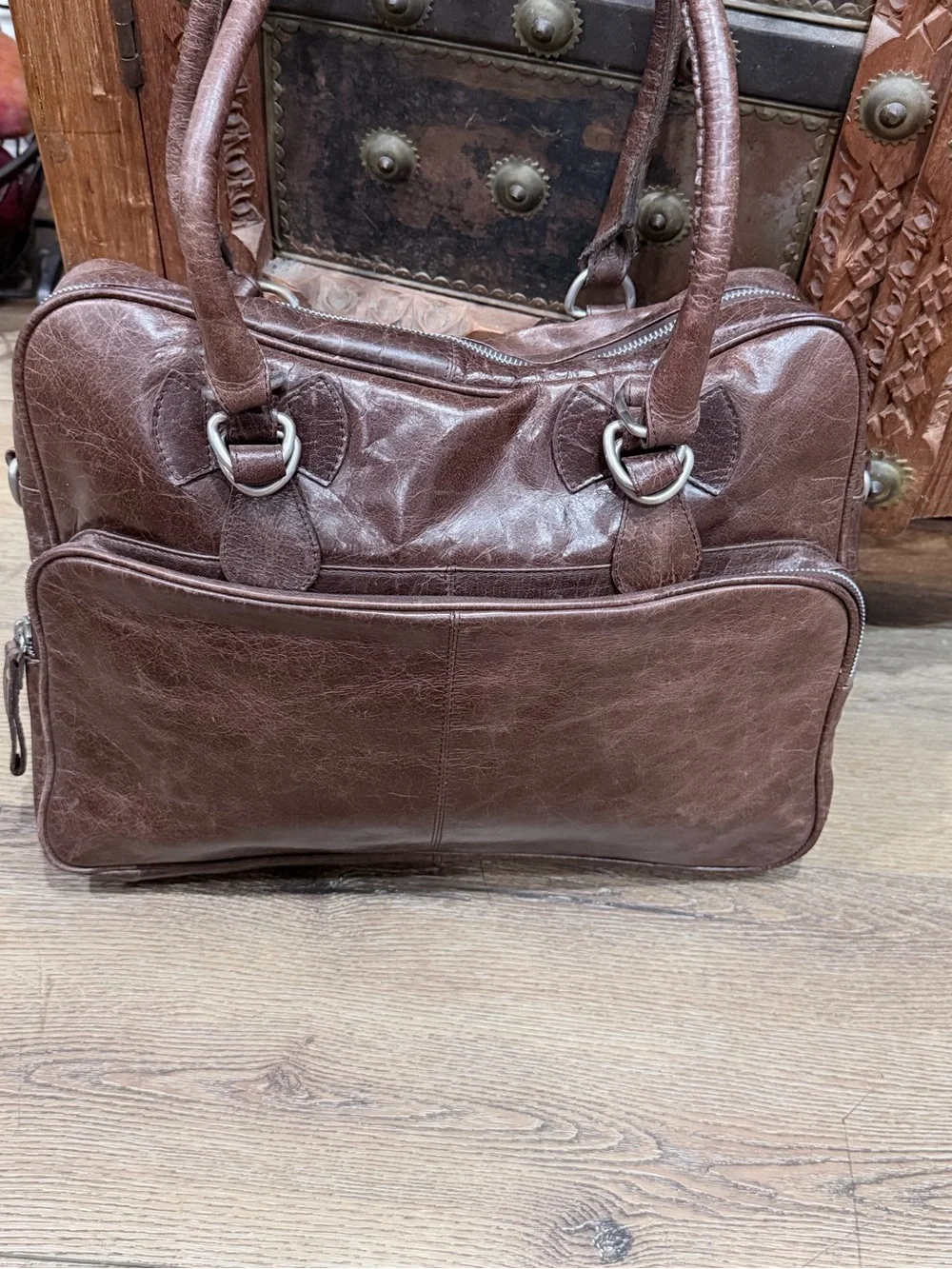 latico Brown Leather Briefcase Tote
